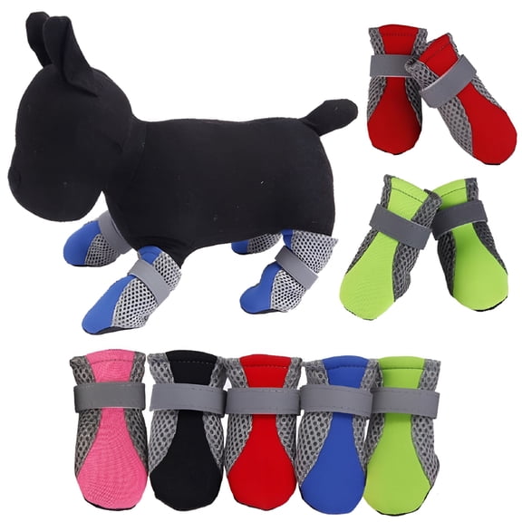 GASTROPOD Mesh Dog Boots, Breathable Puppy Paw Protector with Soft Anti-Slip Sole, Lightweight Outdoor Pet Shoes for Walking Hiking Running, Set of 4