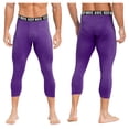 thumbnail image 6 of Doomiva Men's Athletic 3/4 Compression Pants Tights Base Layer Cool Dry Gym Running Leggings Purple M, 6 of 7