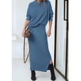 thumbnail image 4 of Outfit PRETTYGARDEN - Jersey y maxi falda para mujer, talla XL, color gris y azul, 4 of 9