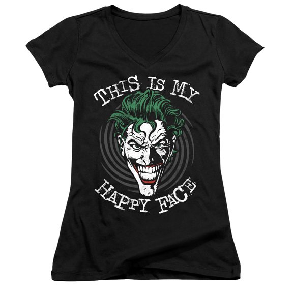 Batman Maniacal Spiral Junior Women's T-Shirt V-Neck Black