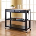 thumbnail image 2 of Crosley 2 Drawer Natural Wood Top Kitchen Cart in Black, 2 of 8