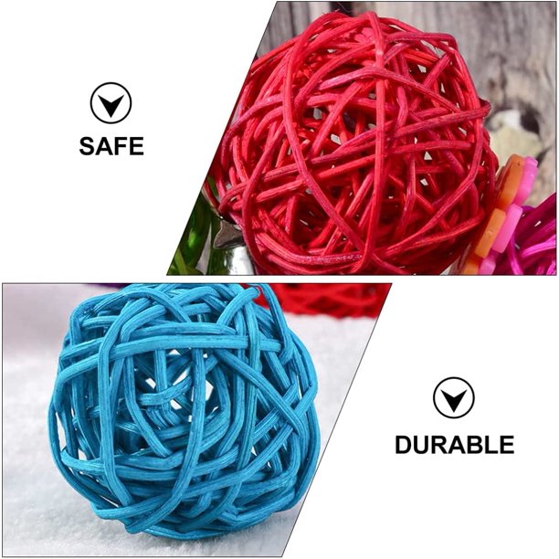 50 PCS Parrot Chew Rattan Ball Toy DIY Decorativo Mimbre Bolas de ratán Pet Bird Craft Toys para Budgie Periquito Cacatúa DIY Decoración (3 cm)