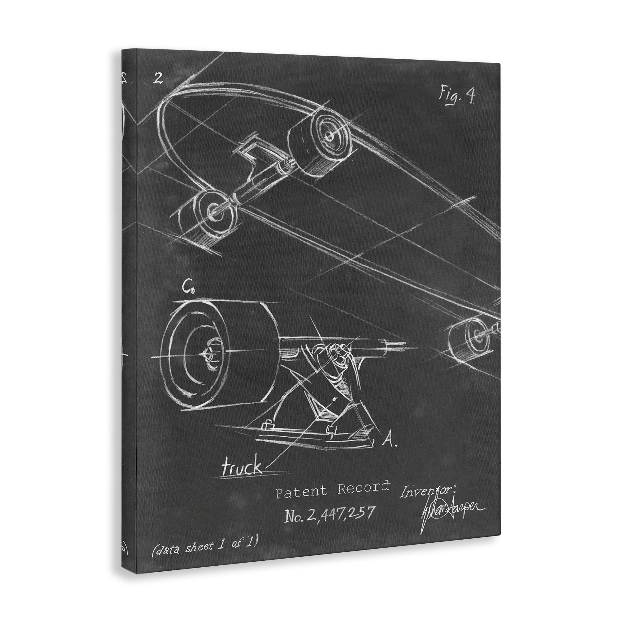 Stupell Industries Skateboard Truck Diagram Sports Painting Gallery Wrapped Canvas Art Print Wall Art, 24 x 30