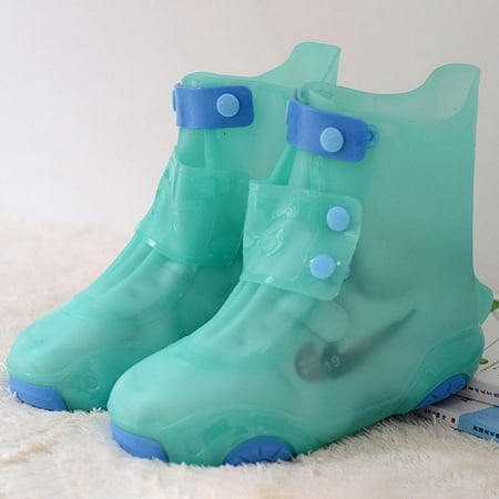 

Aosijia Kids Waterproof Rain Shoe Covers Reusable Foldable Overshoes Resistant Rain Ankle High Top Boots Non-Slip Washable Protection Shoe Covers for Children