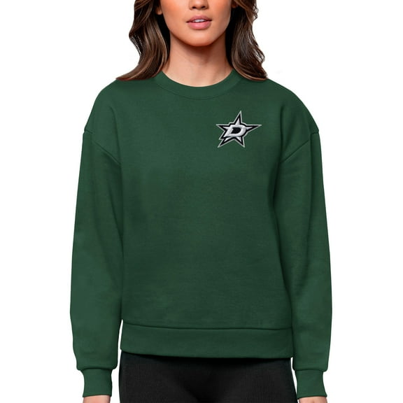 Women's Antigua Green Dallas Stars Primary Logo Victory Crewneck Pullover Sweatshirt