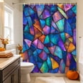 thumbnail image 2 of Stained Glass Shower Curtain, Waterproof Shower Curtains for Bathroom, Colorful Rainbow Abstract Geometric Washable Fabric Bathtub Curtain Set Bath Decor with 12 Hooks 72"x78", 2 of 8