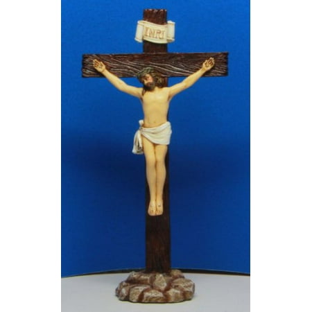 6 Inch Jesus on Crucifix Resin Standing Religious Statue Figurine by PTC