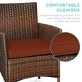 thumbnail image 6 of Best Choice Products 3-Piece Outdoor Wicker Conversation Patio Bistro Set, w/ 2 Chairs, Table - Brown/Dark Rust, 6 of 9