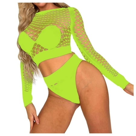 Yuhangmm  Fashionable Sheer Mesh Long Sleeve Bikini Set Elegant And Seductive Lingerie For Women  Floral Lingerie Corset