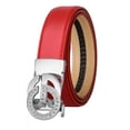 thumbnail image 1 of Catelles Red Leather Belt, with Diamond-studded Gold Double G Alloy Automatic Buckle Elegant And Durable, For 2.8cm Width women Belt,Gift Box&Length 95cm, 1 of 10
