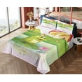 thumbnail image 4 of Ambesonne Colorful Fitted & Top Sheet Set with Shams, Frog on Water Lily Art, Multicolor, 4 of 5
