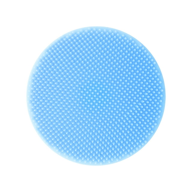 Cepillo de limpieza facial portátil de silicona redondo 1 Pc 2.44"x1.3"x0.79" Azul