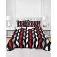 thumbnail image 2 of Quilts Queen Size Bedding Set, Red Grey Striped Lightweight Quilted Comforter, Modern Abstract Geometric Stripes Soft Reversible Bedspread Coverlet with Pillow Covers for All Season, 90" x 96", 2 of 7