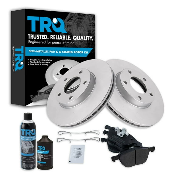 TRQ Front Disc Brake Pad & Coated Rotor Kit w/Chemicals for 04-06 Mazda3 2.0L BKA24000