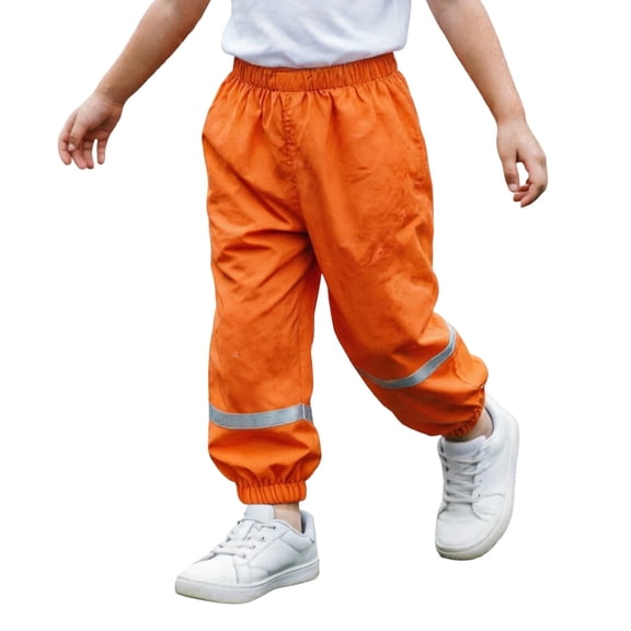 Kids Waterproof Rain Pants with Reflective Strips Elastic Waist Windproof Trousers for Boys Girls Ages 3-12