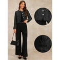 thumbnail image 2 of DARING DIVA Women's Plaid Tweed Cropped Button Up Elegant Work Jackets XL Black, 2 of 6