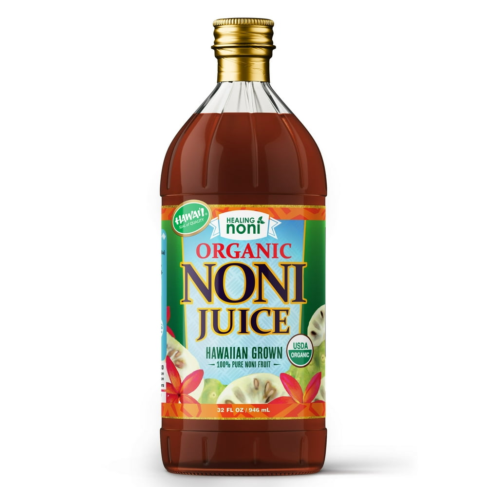 Healing Noni Organic Hawaiian Noni Juice 32oz Glass Bottle