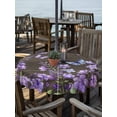 thumbnail image 2 of Outdoor Tablecloths with Umbrella Hole & Zipper, Purple Flowers Round Tablecloths 60 Inch, Butterfly Spring Floral Wooden Farmhouse Waterproof Table Cloth, Patio/Pool/Picnic Table Covers, 2 of 8