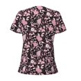 thumbnail image 3 of Goofa Daisies Flowers Pattern Womens Deep V Neck Low Cut Tops Casual Summer Short Sleeve Ribbed Knit T-Shirts-Small, 3 of 5