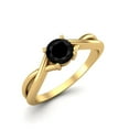 thumbnail image 2 of 0.50 Ctw Round Black Spinel Solitaire 925 Sterling SIlver Gold Vermeil Split Shank Valentines Day Gifts Ring, 2 of 4