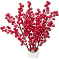 thumbnail image 4 of 4 Pack Artificial Red Berry Stems - 17 Inch Christmas Holly Berry Branches for Holiday Home Decor and Crafts, 4 of 5