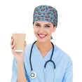 thumbnail image 5 of Scrub Caps Women Men, Starfish Shrimp Crabs Adjustable Working Caps, Turban Hat Cleaning Working Cap with Sweatband, Elastic Bandage Tie Back Nurse Cap, 5 of 5
