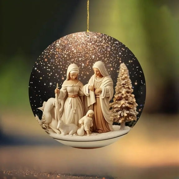 PRETXORVE Christmas Decorations, Christmas Ornaments, Christmas Vision Nativity Pendant Acrylic Car Accessory