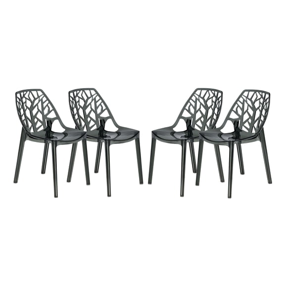 Cornelia Modern Dining Side Chair, Set of 4 - Transparent Black