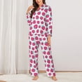 thumbnail image 2 of Haiem Hand Drawn Strawberry Pattern Women’s Long-sleeve Sleepwear,Sleepwear Set,2-piece Loungewear Set,Soft PJs Comfy Nightwear with Pockets-XX-Large, 2 of 7