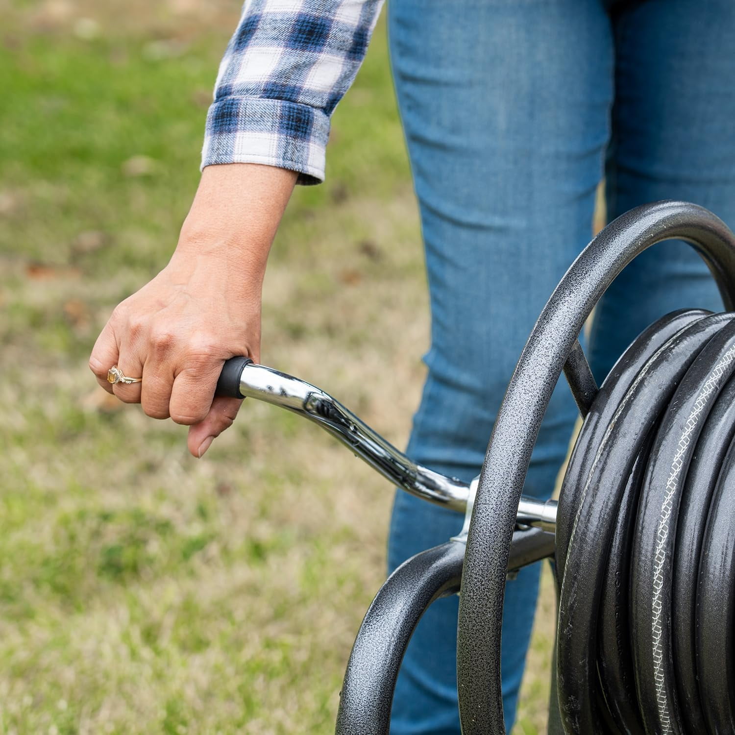 Xtremepower US Hose Reel Cart, Hose Cart with Wheels Heavy Duty, Industrial Hose Reels for Outside, 300-Feet of 5/8" Hose Capacity