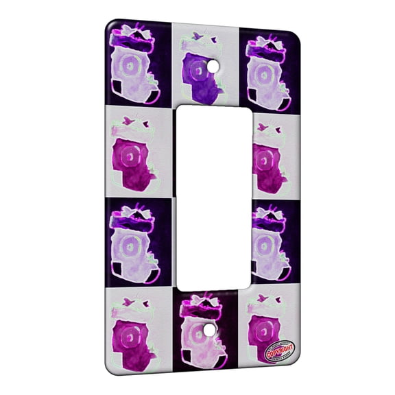 KuzmarK™ 1 Gang Rocker Wall Plate - Maine Coon Kitty and Mouse JOY Set Christmas Stocking O Cat Electric Art by Denise Every