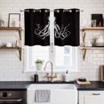 thumbnail image 2 of 2 Panels Kitchen Tier Curtains 39 Inch Length, Black Grey Octopus Grommets Window Treatment Curtain, Summer Ocean Animals Vintage Thermal Curtains Drapes for Living Room/Bathroom, 2 of 9