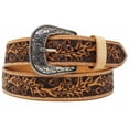 thumbnail image 2 of 41-42  Unisex 1.5" Western Floral Tooled Beaded Full-Grain Leather Belt 26RT16B, 2 of 2
