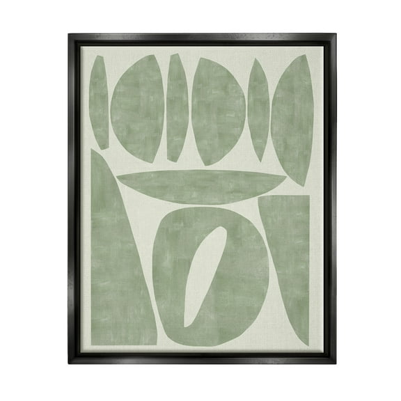 Stupell Industries Modern Green Shapes Abstract Painting Black Floater Framed Canvas Art Print Wall Art, 25 x 31