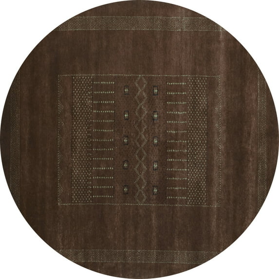 Ahgly Company Machine Washable Indoor Round Abstract Turquoise Blue Contemporary Area Rugs, 3' Round