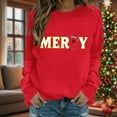thumbnail image 4 of HOMBOM Red Sweatshirts for Women Essentials Greflying Graphic Christmas Merry Xmas Crewneck Ladies Sweatshirt Cozy, 4 of 6