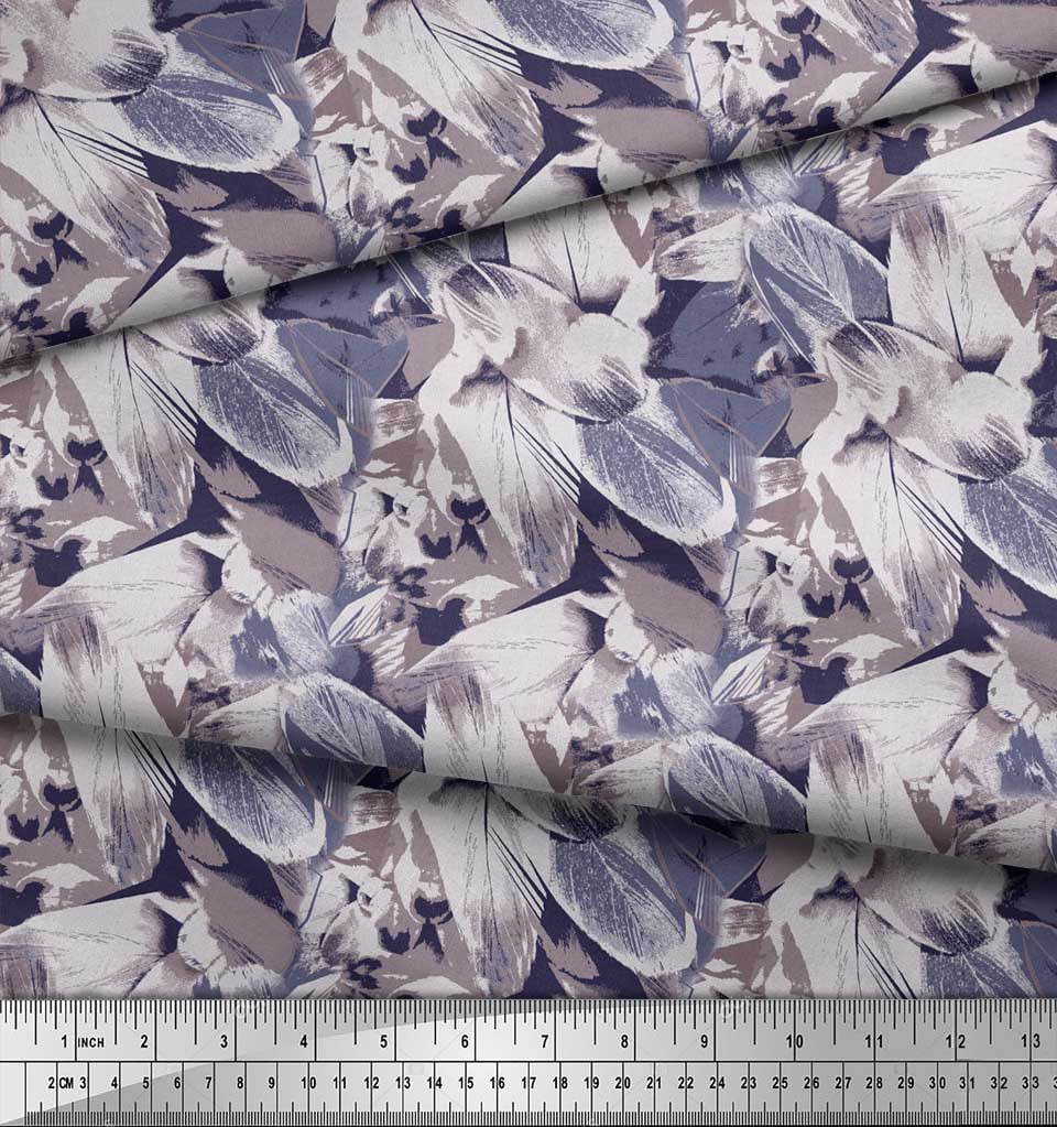 Soimoi Purple Cotton Voile Fabric Brush Stroke Abstract Printed Fabric 1 Yard 56 Inch Wide