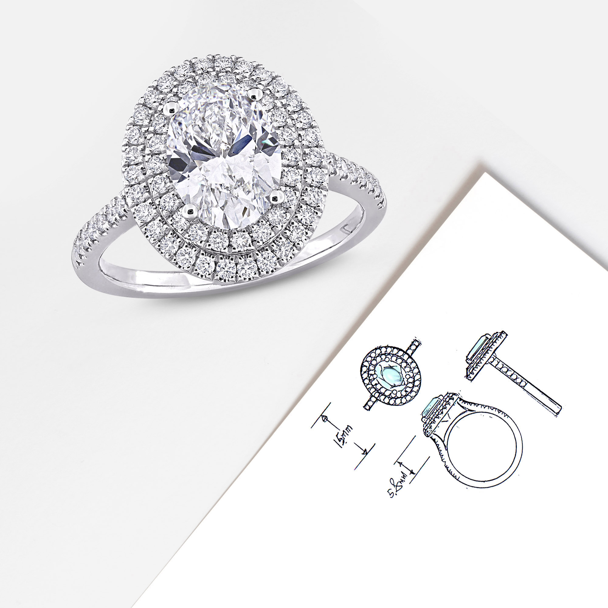 Created Forever Women's 2 1/2 CT Lab Created Diamond 14K White Gold Engagement Ring (G-H, VS1-VS2)
