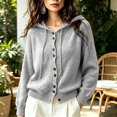 thumbnail image 2 of Vynhevius Women's Hooded Cardigan Sweater Solid Knit Button Down Loose Fit Soft Casual Daily Wear Tops, 2 of 5