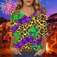 thumbnail image 2 of 3/4 Sleeve Blouses for Women Dressy Casual,Mardi Gras Shirts for Women 3/4 Sleeve Sequin V Neck Mardi Gras Outfits Summer Graphic Holiday Carnival Shirt, 2 of 5