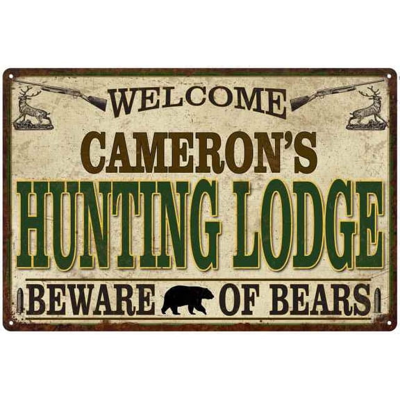 CAMERON'S Hunting Lodge signGift Man Cave 8x12 Metal Sign 108120085339