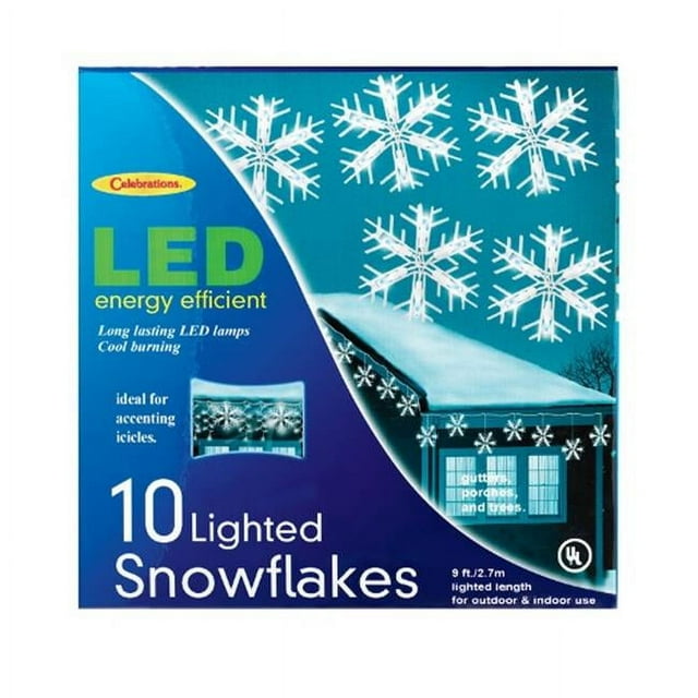 Celebrations 264G49A1 LED Snowflake Dangler Lights 10 Count - pack of 8