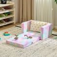 thumbnail image 3 of Ktaxon Convertible Sofa for Little Ones, 2-in-1 Toddler Couch with Side Pockets, Foldable Nap Lounge for Playroom or Bedroom Pink, 3 of 7