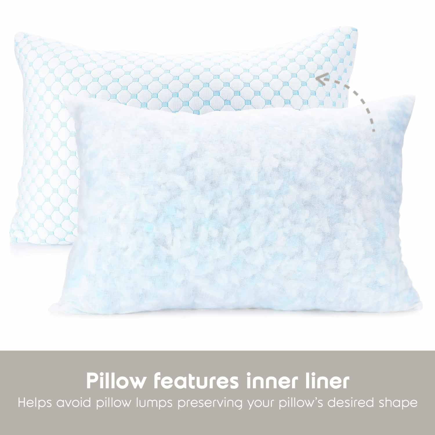 LammaLoe Cooling Pillows for Bed, Memory Foam Bed Pillow, Queen Pillows 20” X 28”, 2 Pack