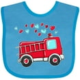 thumbnail image 3 of Inktastic Valentine Fire Truck with Hearts Boys or Girls Baby Bib, 3 of 4