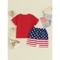 thumbnail image 5 of FEORJGP Toddler Boys 4th of July Outfits 0-3Y Infant Short Sleeve T-Shirt Crew Neck Shirt Letter Print Tops and Star Stripe Shorts Newborn Casual 2 Piece Vacation Summer Clothes for Independence Day, 5 of 9