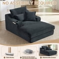 thumbnail image 6 of 68" Oversized Chaise Lounge Chair Indoor, Holaki Corduroy Upholstered Boneless Sofa Bed with 2 Cup Holder & Throw Pillow, Comfy Cloud Sofas Couch for Living Room, No Assembly Required, Dark Gray, 6 of 8