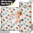 thumbnail image 4 of Football and Basketball White Pattern Teens Toddler Nap Mat with Pillow, Sleeping Mat Bag for Preschool Daycare 51"x22", 4 of 6