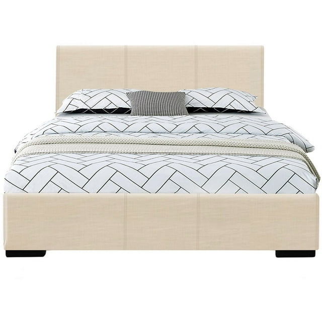 homeroots Lit & Bain 397001 Beige Plateforme Lit Jumeau