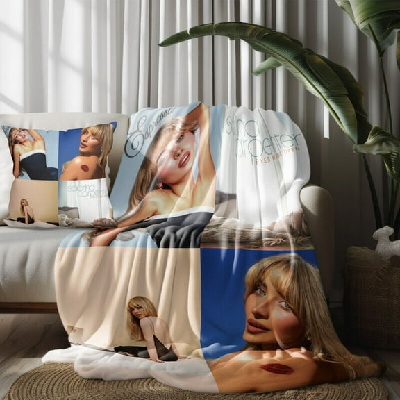 Throw Blanket and Pillowcase Set of 2,Sabrina Carpente Thin Bed Couch Decor Kids Adult Nap Micro Fleece Fuzzy Blankets Bedroom Car All Season Birthday Gifts